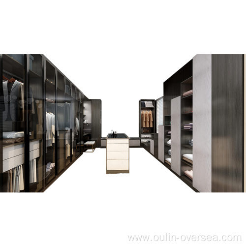 Modern glass door closet with dressing table